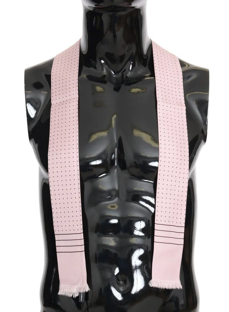 Pink Polka Dotted Silk Scarf