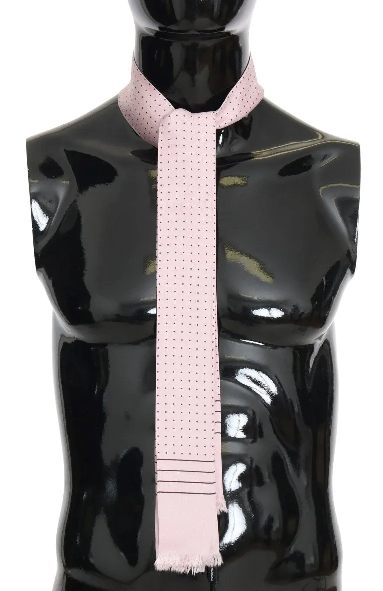 Pink Polka Dotted Silk Scarf
