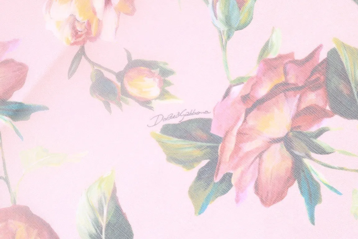 Pink Roses Silk Floral Print Scarf