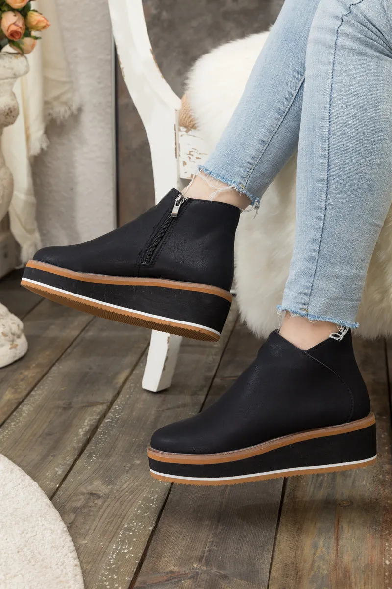 Platform Ankle Boot - Black