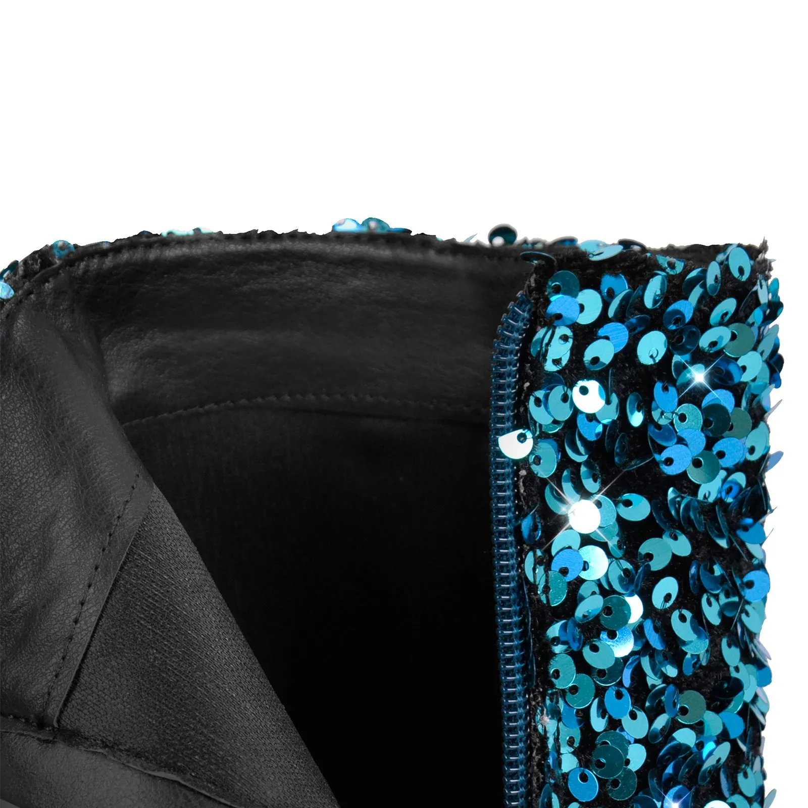 Pointed Toe Chunky Heel Sequins Ankle Boots