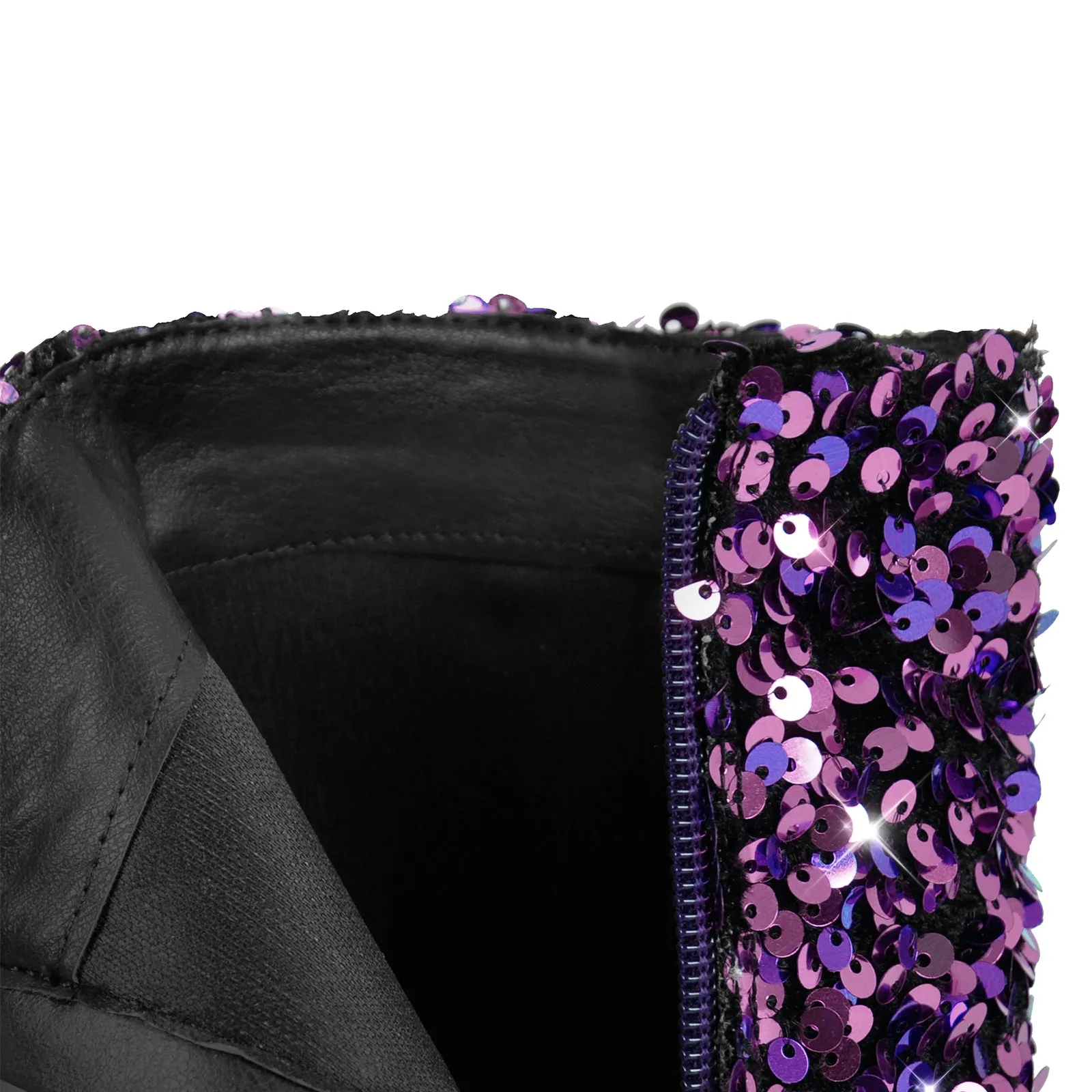 Pointed Toe Chunky Heel Sequins Ankle Boots