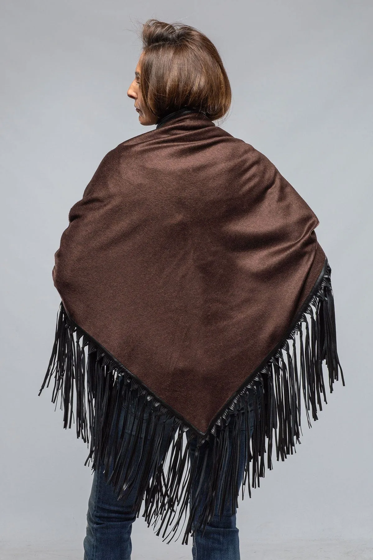 Ponderosa Reversible Cashmere Fringe Shawl In Midnight/Chocolate