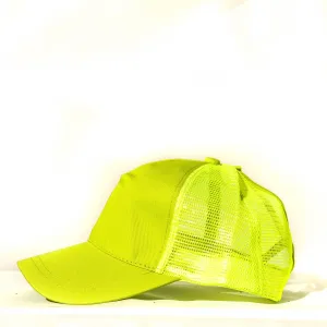 Ponytail Baseball Hat - Neon Green