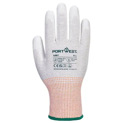 Portwest LR13 ESD Level B Cut Resistant PU Palm Glove - 12 pack-A697