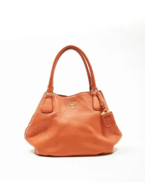 Prada Papaya Vitello Daino Sacca 2 Manici Convertible Tote Bag