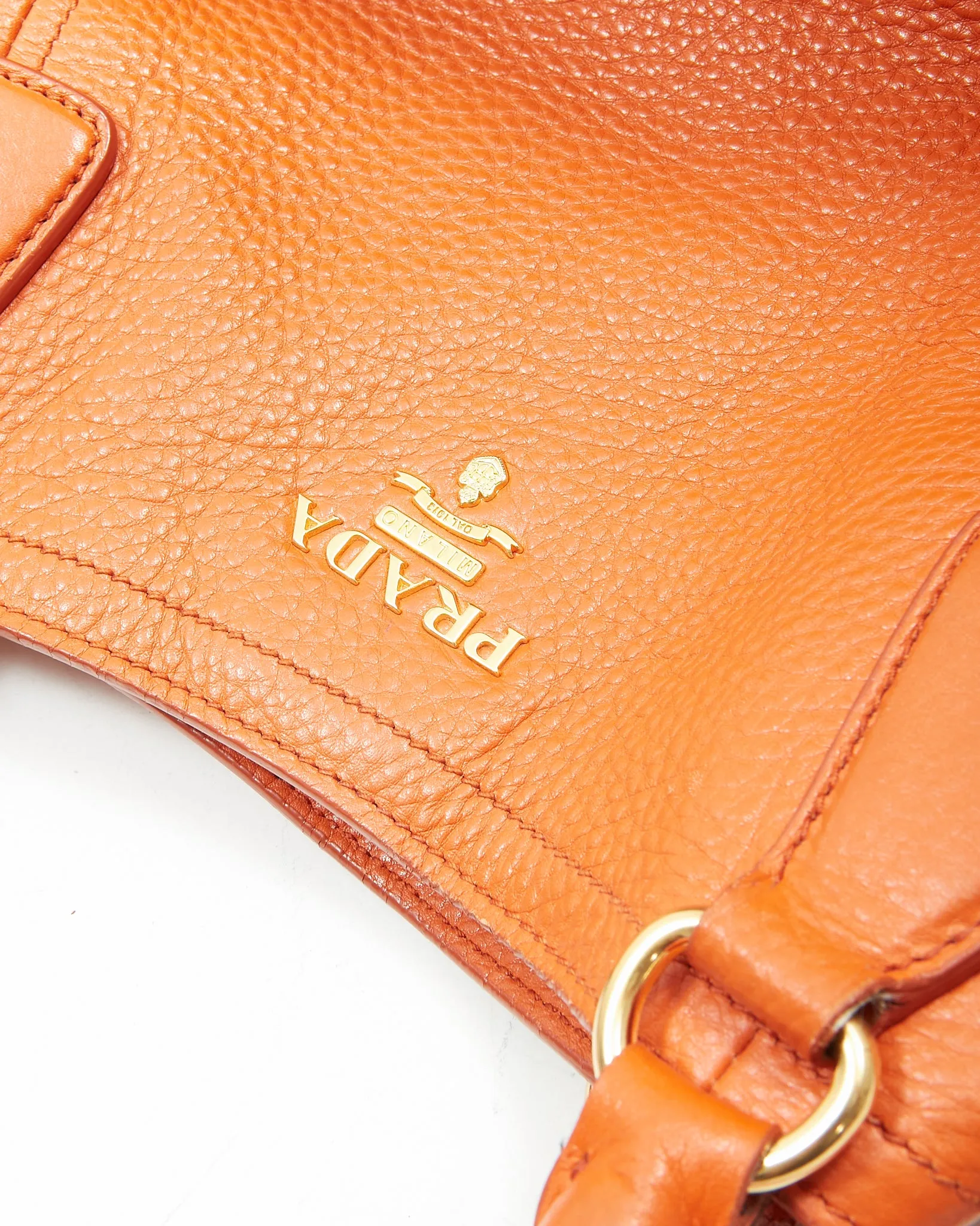Prada Papaya Vitello Daino Sacca 2 Manici Convertible Tote Bag