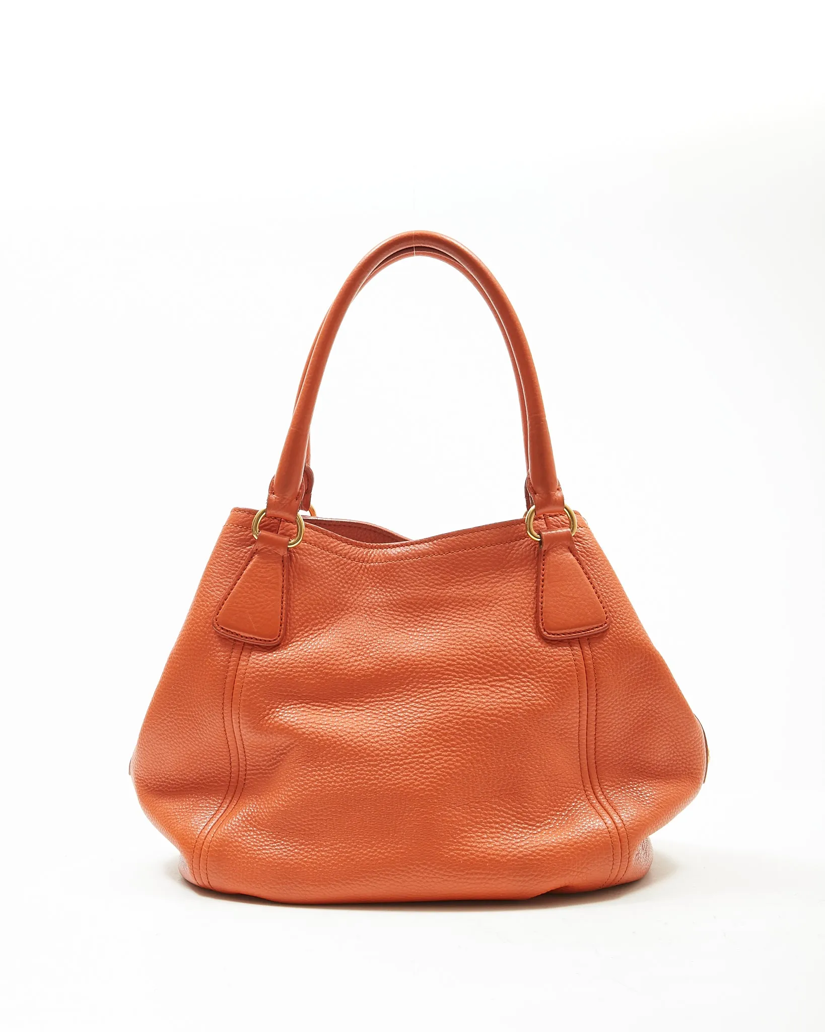 Prada Papaya Vitello Daino Sacca 2 Manici Convertible Tote Bag