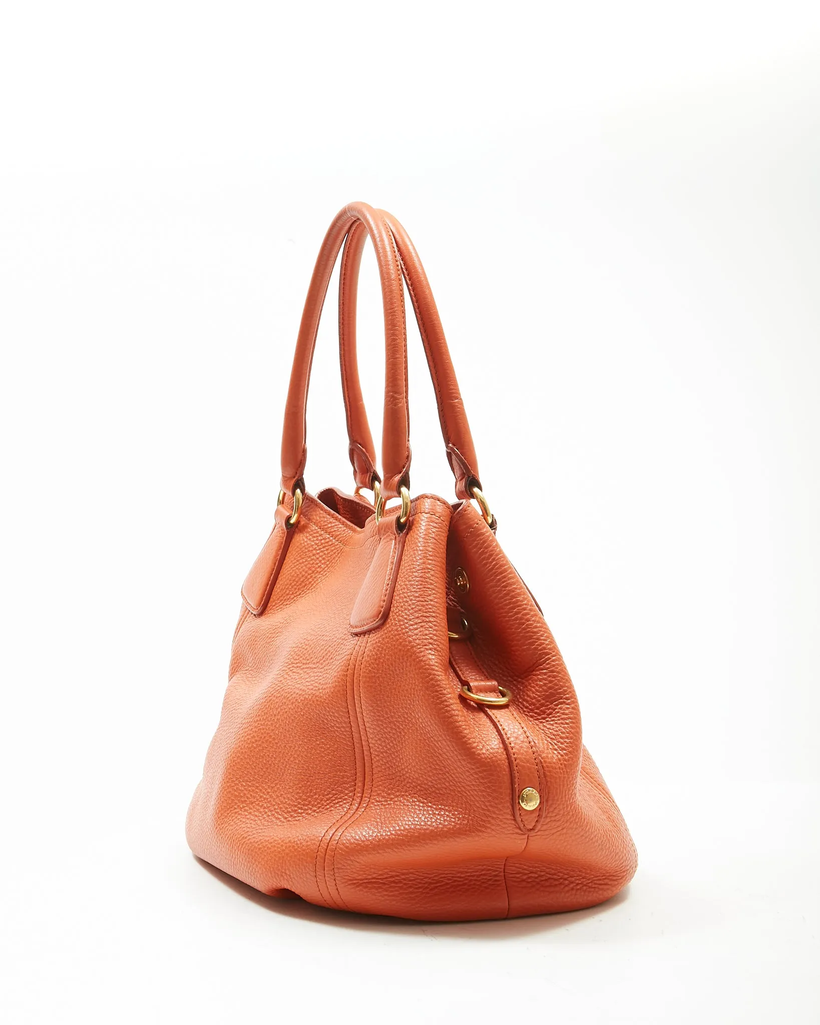 Prada Papaya Vitello Daino Sacca 2 Manici Convertible Tote Bag