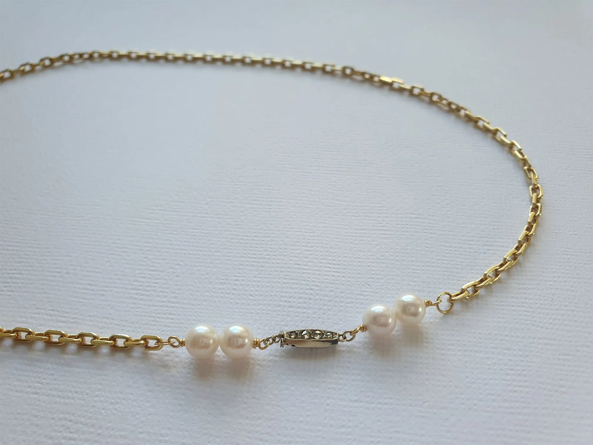 princess-cut 18K antique diamond necklace | Fine 18K necklace