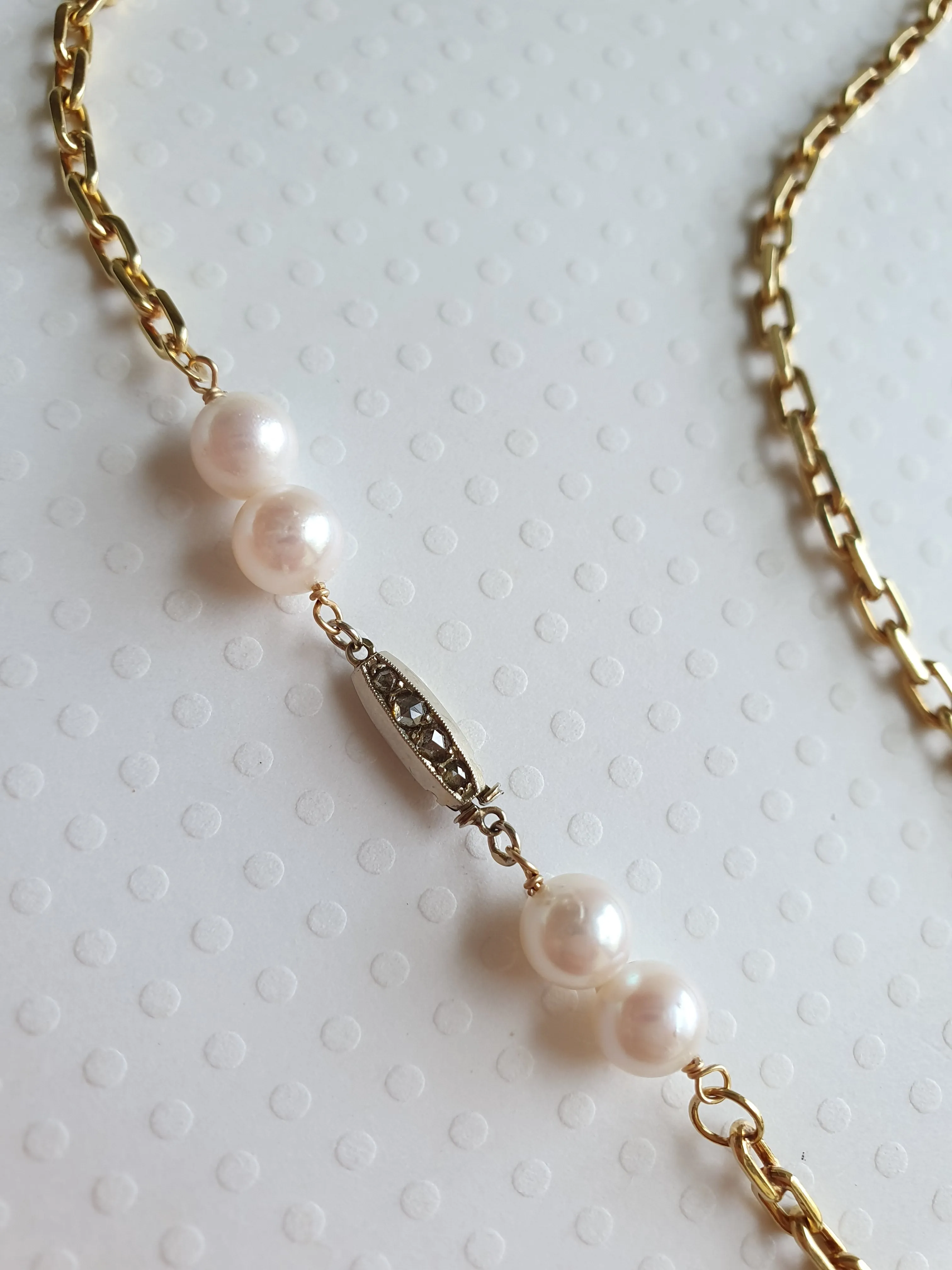 princess-cut 18K antique diamond necklace | Fine 18K necklace