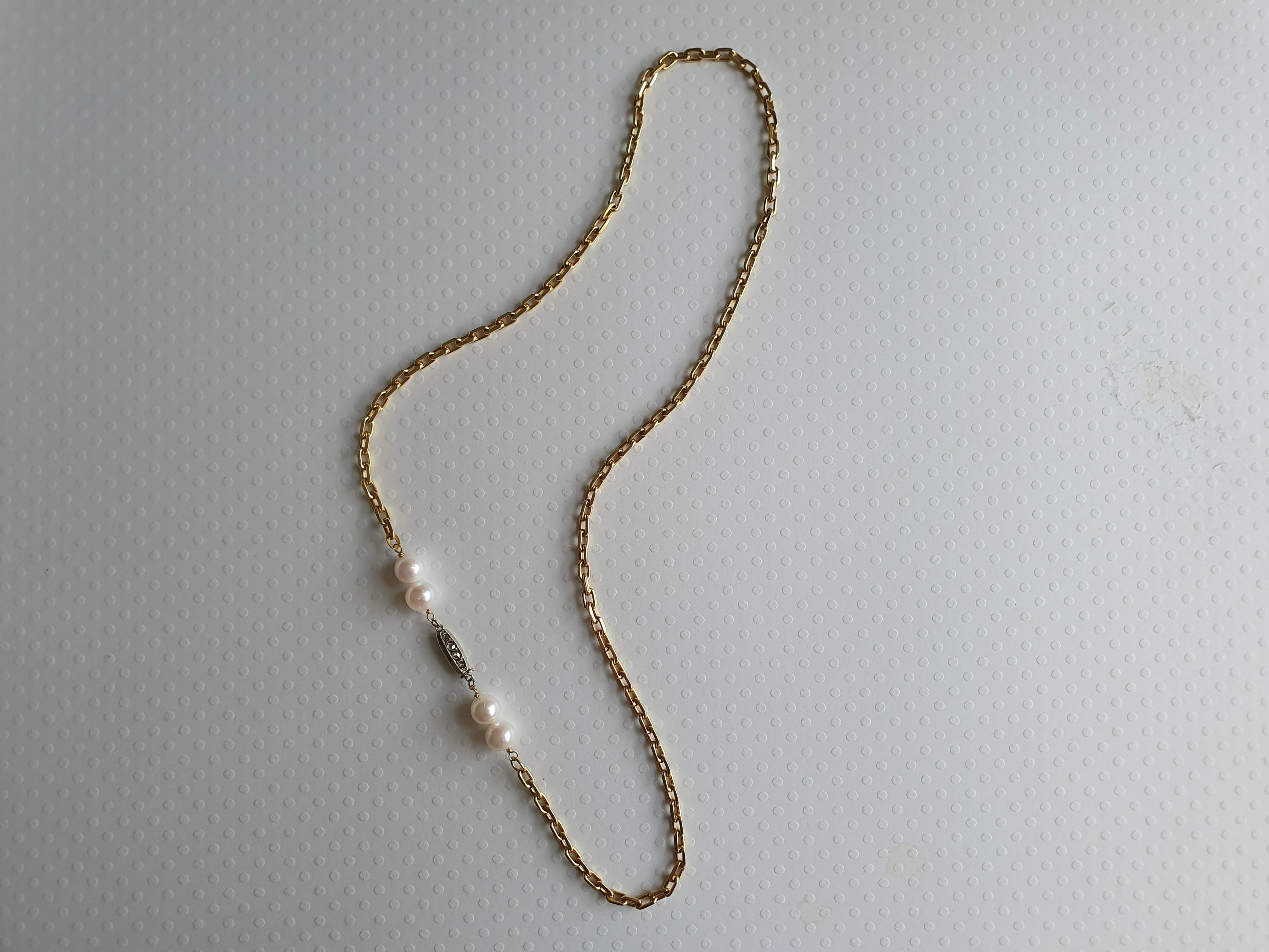 princess-cut 18K antique diamond necklace | Fine 18K necklace
