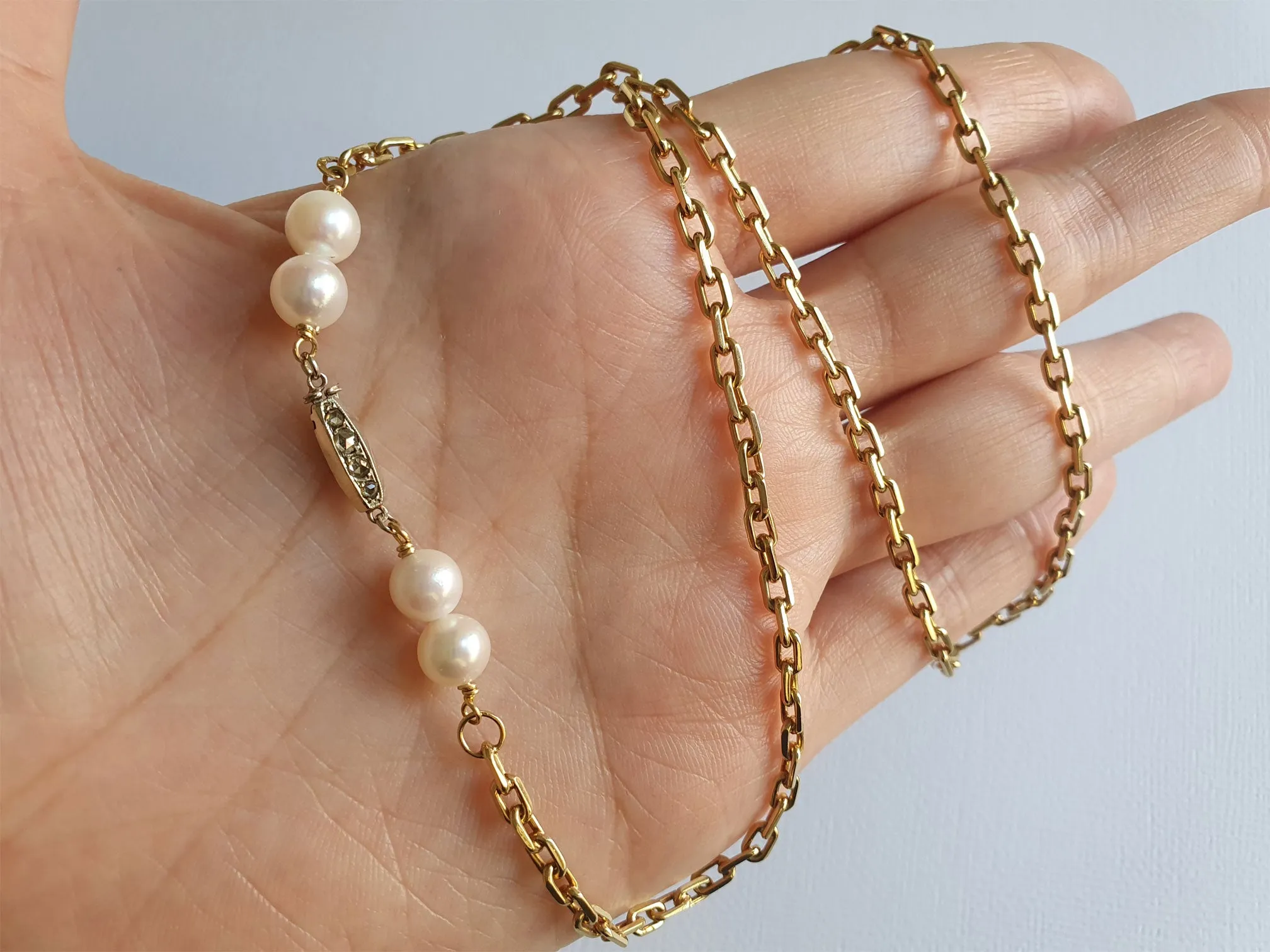princess-cut 18K antique diamond necklace | Fine 18K necklace