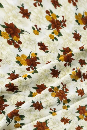 Printed Celine Crepe  - Floral Rust