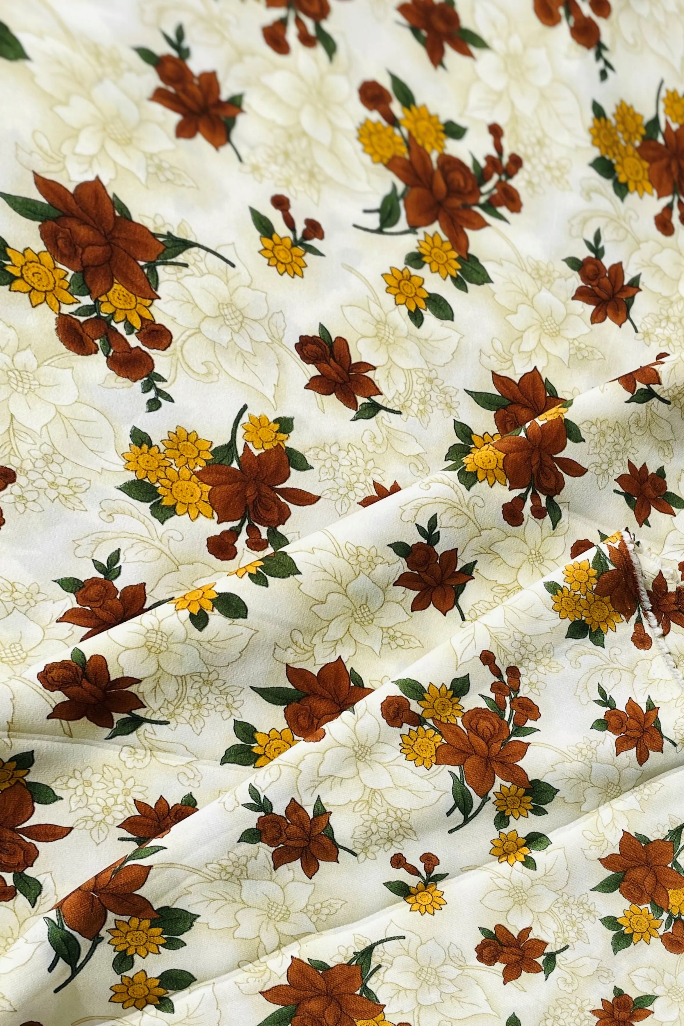 Printed Celine Crepe  - Floral Rust