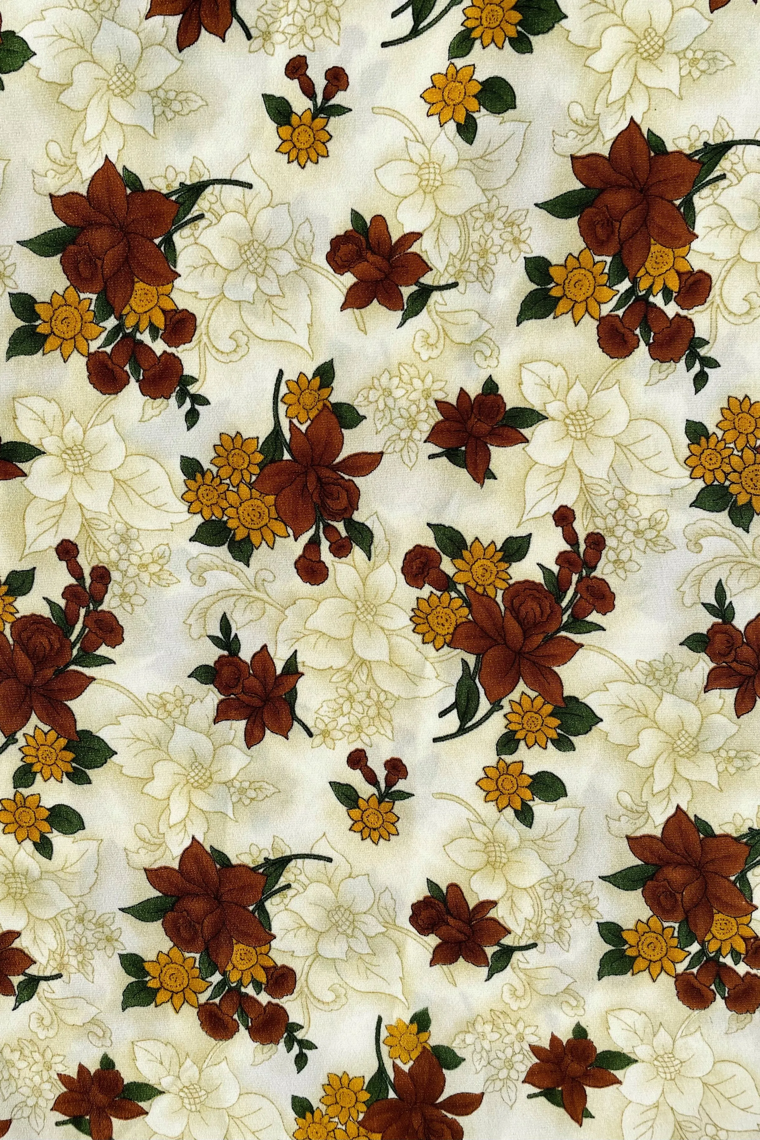 Printed Celine Crepe  - Floral Rust