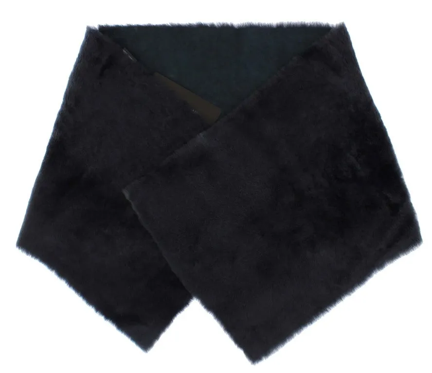 Purple Lambskin Fur Silk Scarf