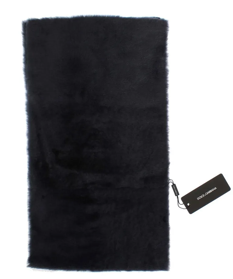Purple Lambskin Fur Silk Scarf