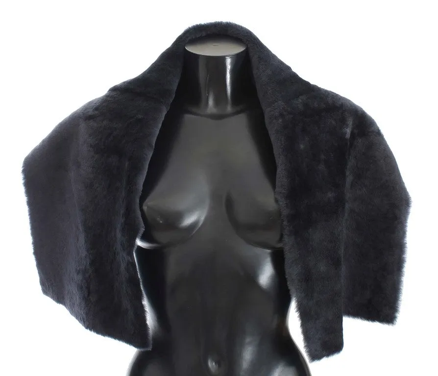 Purple Lambskin Fur Silk Scarf