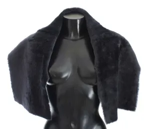 Purple Lambskin Fur Silk Scarf