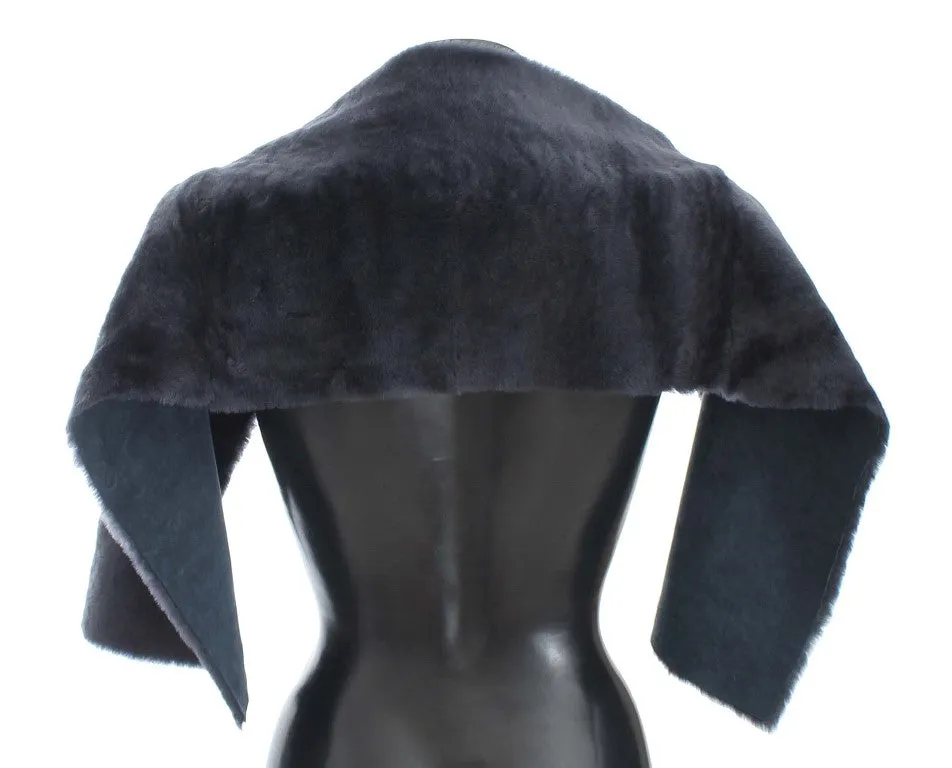 Purple Lambskin Fur Silk Scarf