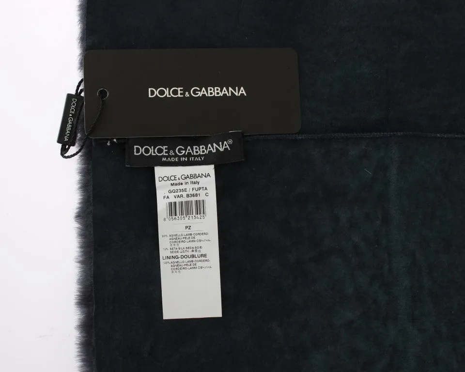Purple Lambskin Fur Silk Scarf
