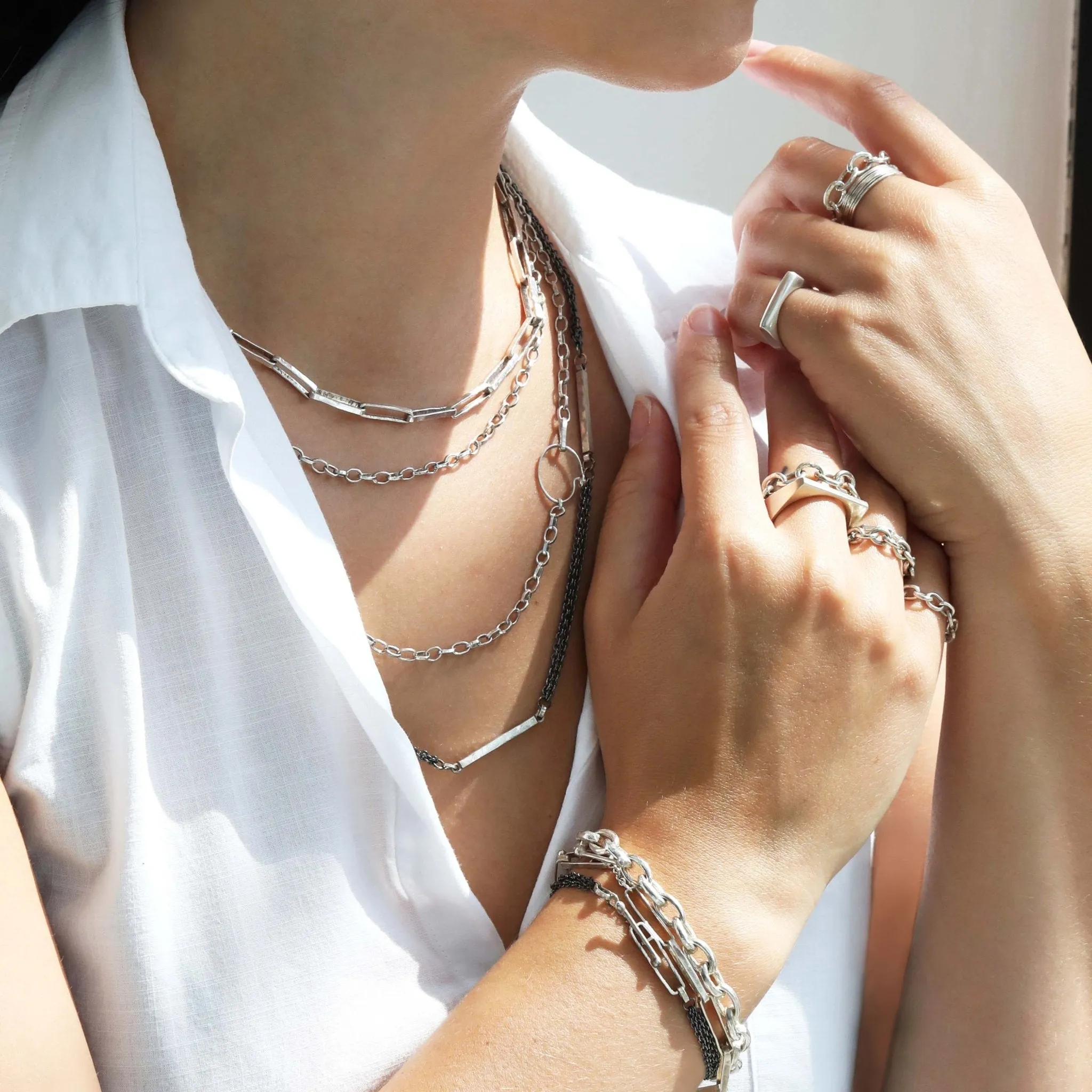 "Kali" Sterling Silver Small Oval Link Necklace