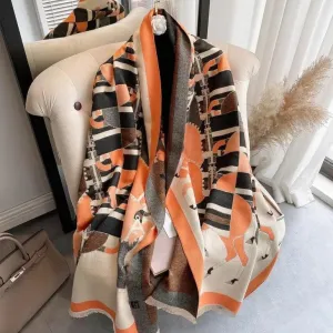 Racing Reversible Scarf Wrap – Orange and Black