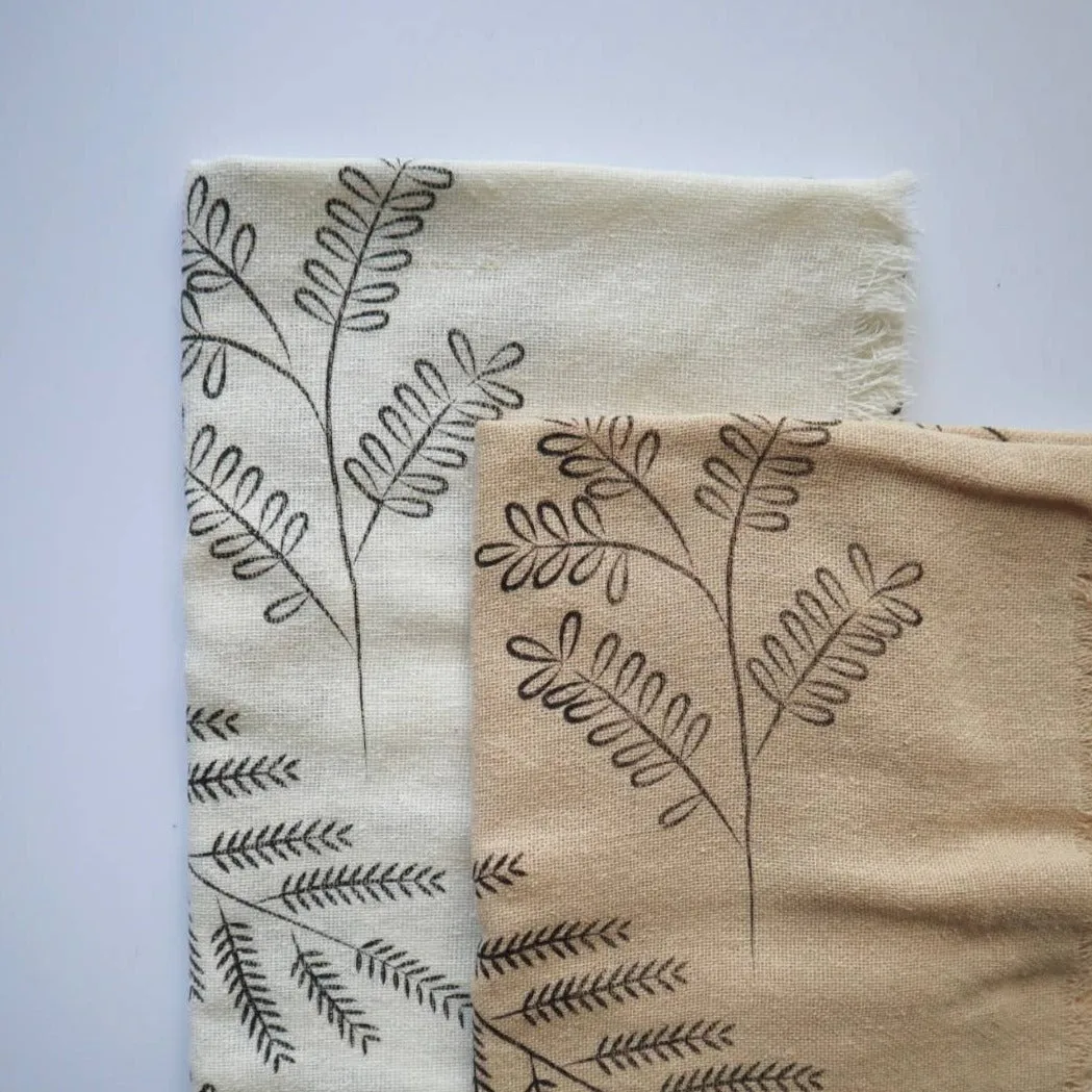 Raw Silk Botanical Bandana in Cream