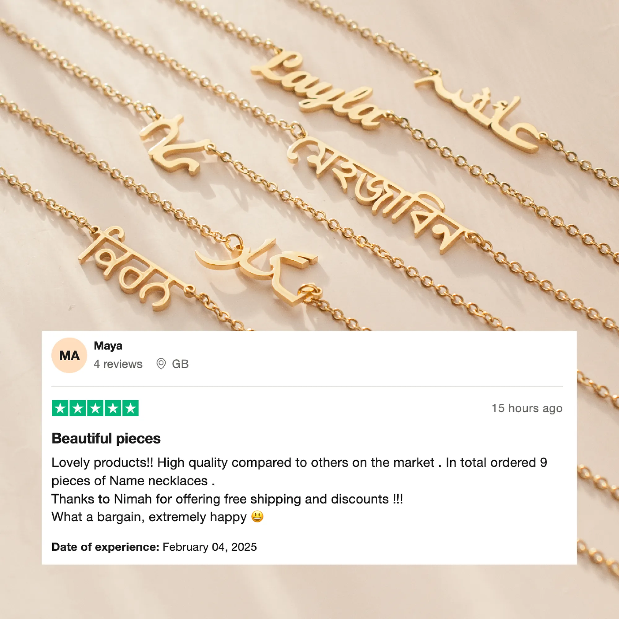 Ready Arabic Name Necklace ( 1-3 Day delivery)
