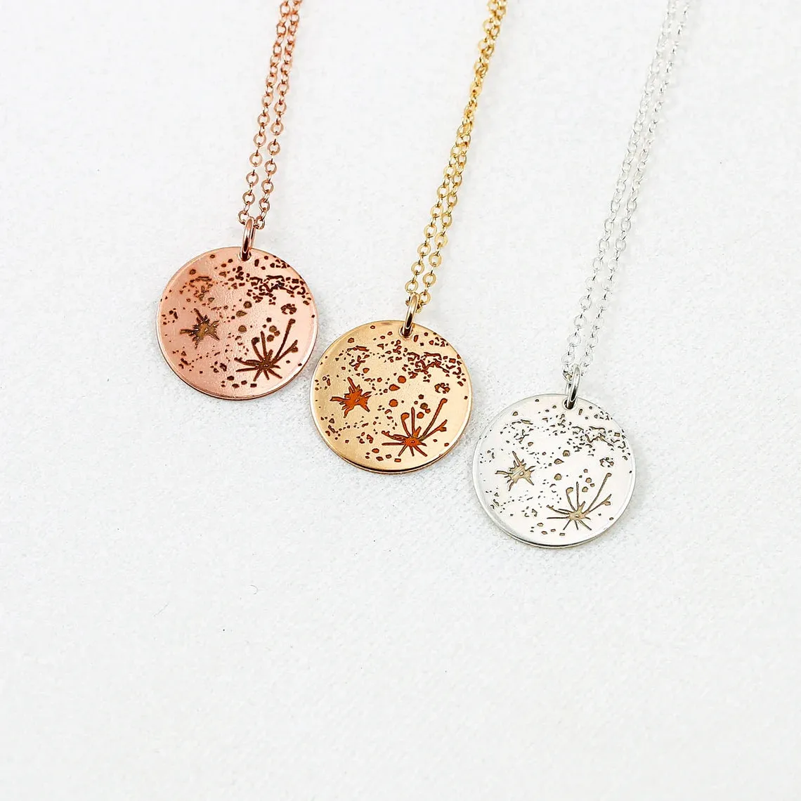 Real Moon Surface Pendant Necklace, 5/8" Disc