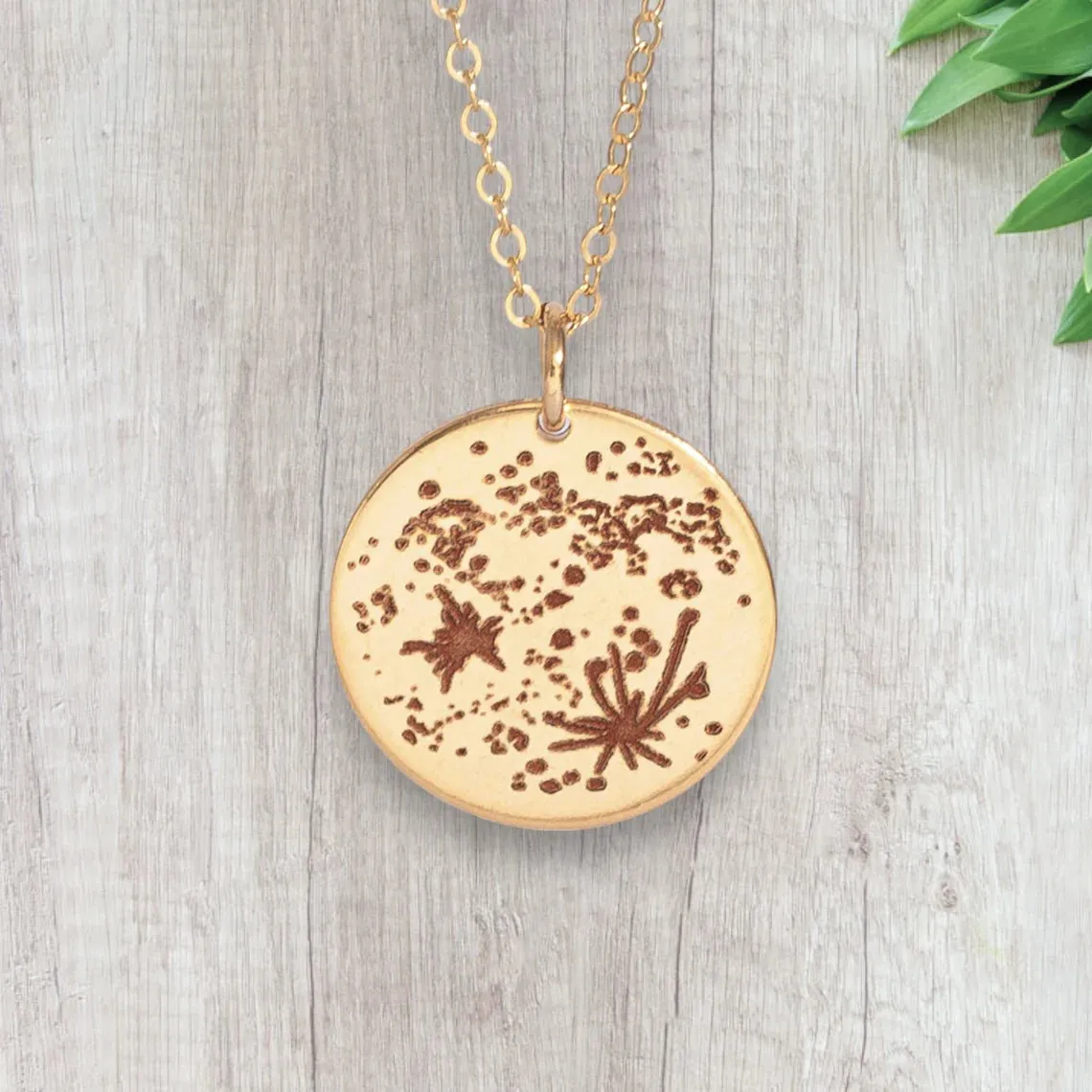 Real Moon Surface Pendant Necklace, 5/8" Disc