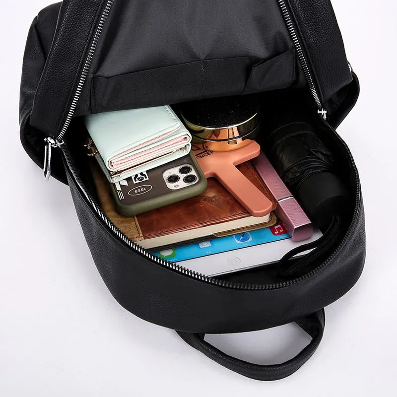 Realaiot Fashion Leather  Women Backpack for Teenager Girls Female BackPack Small Pu Travel Backpacks New Designer Luxury School Bag