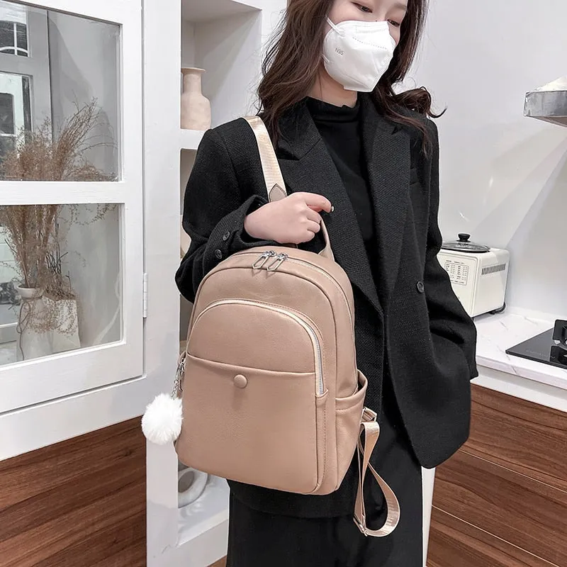 Realaiot Fashion Leather  Women Backpack for Teenager Girls Female BackPack Small Pu Travel Backpacks New Designer Luxury School Bag