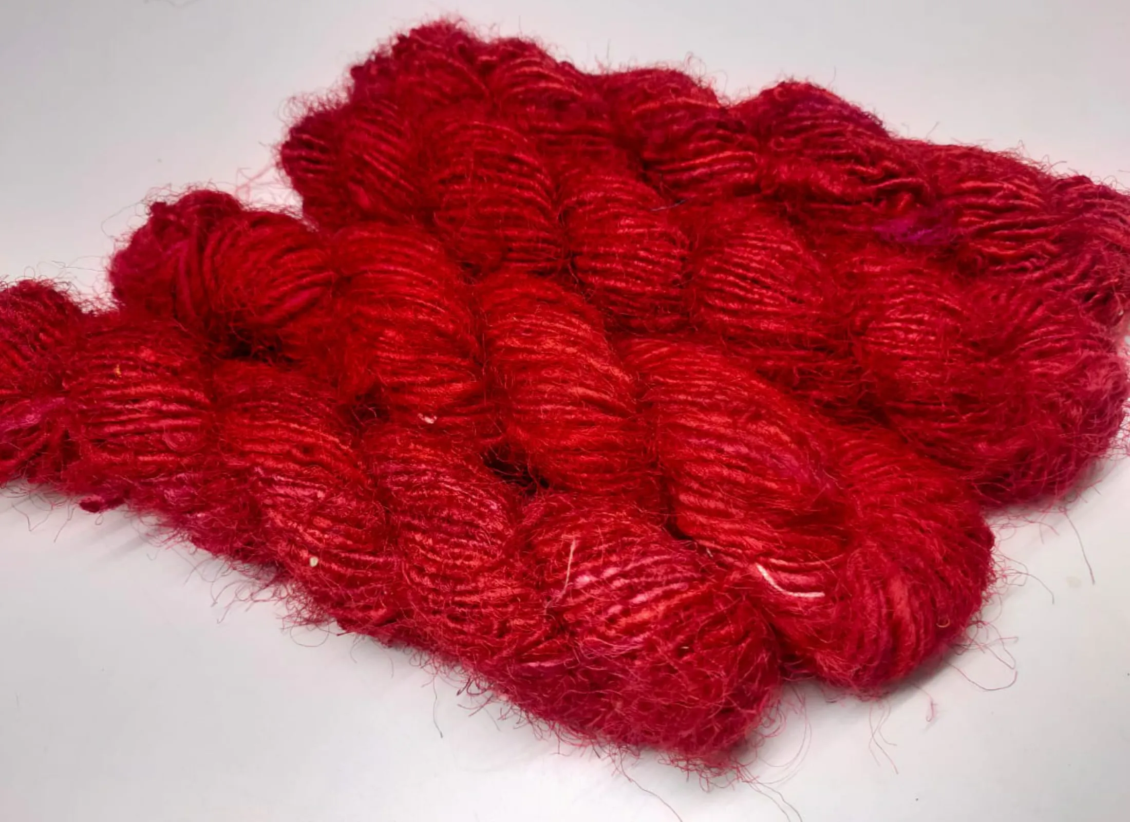 Recycled Sari Silk Yarn-Tomato Red