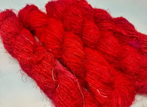 Recycled Sari Silk Yarn-Tomato Red