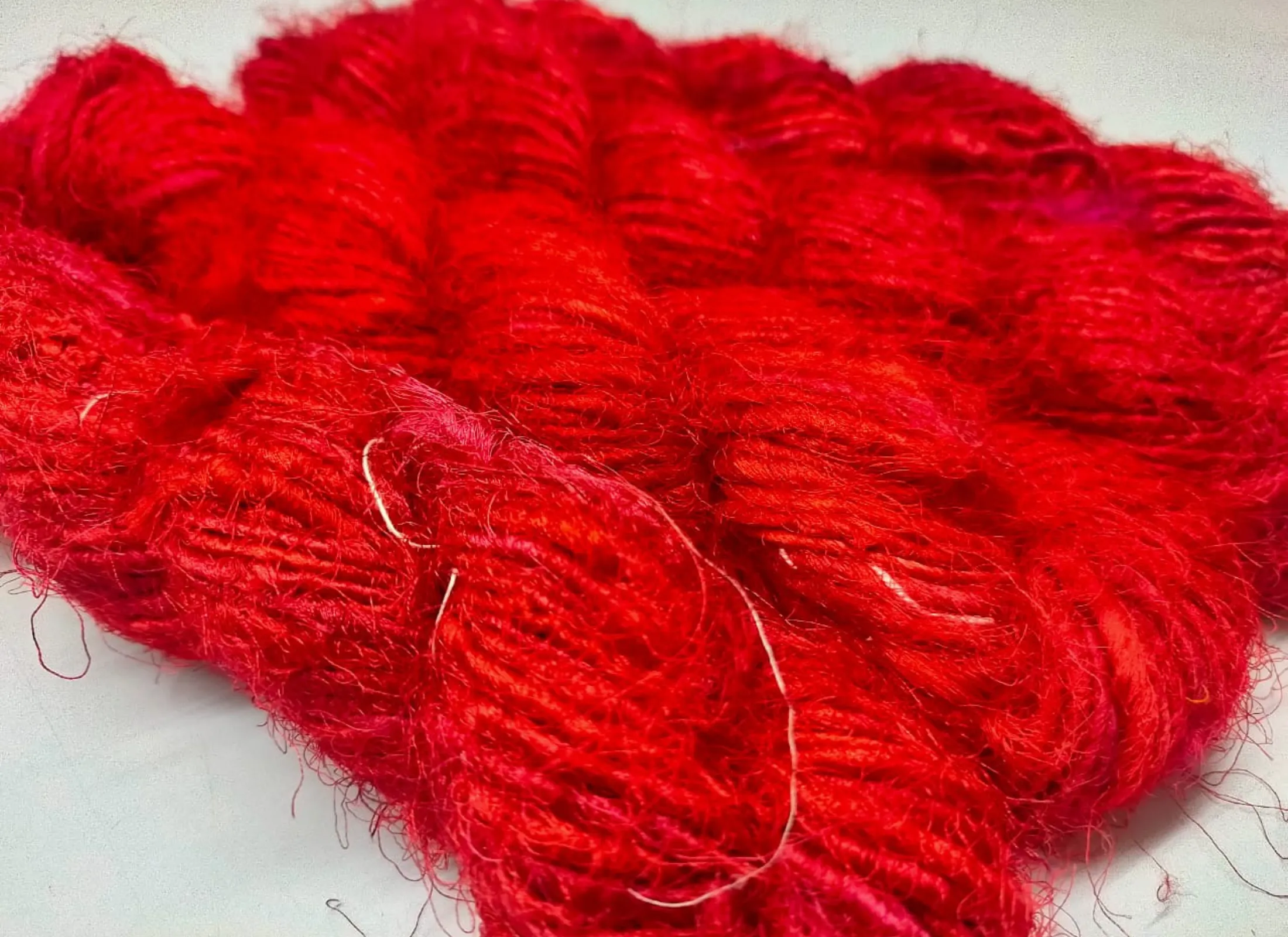 Recycled Sari Silk Yarn-Tomato Red