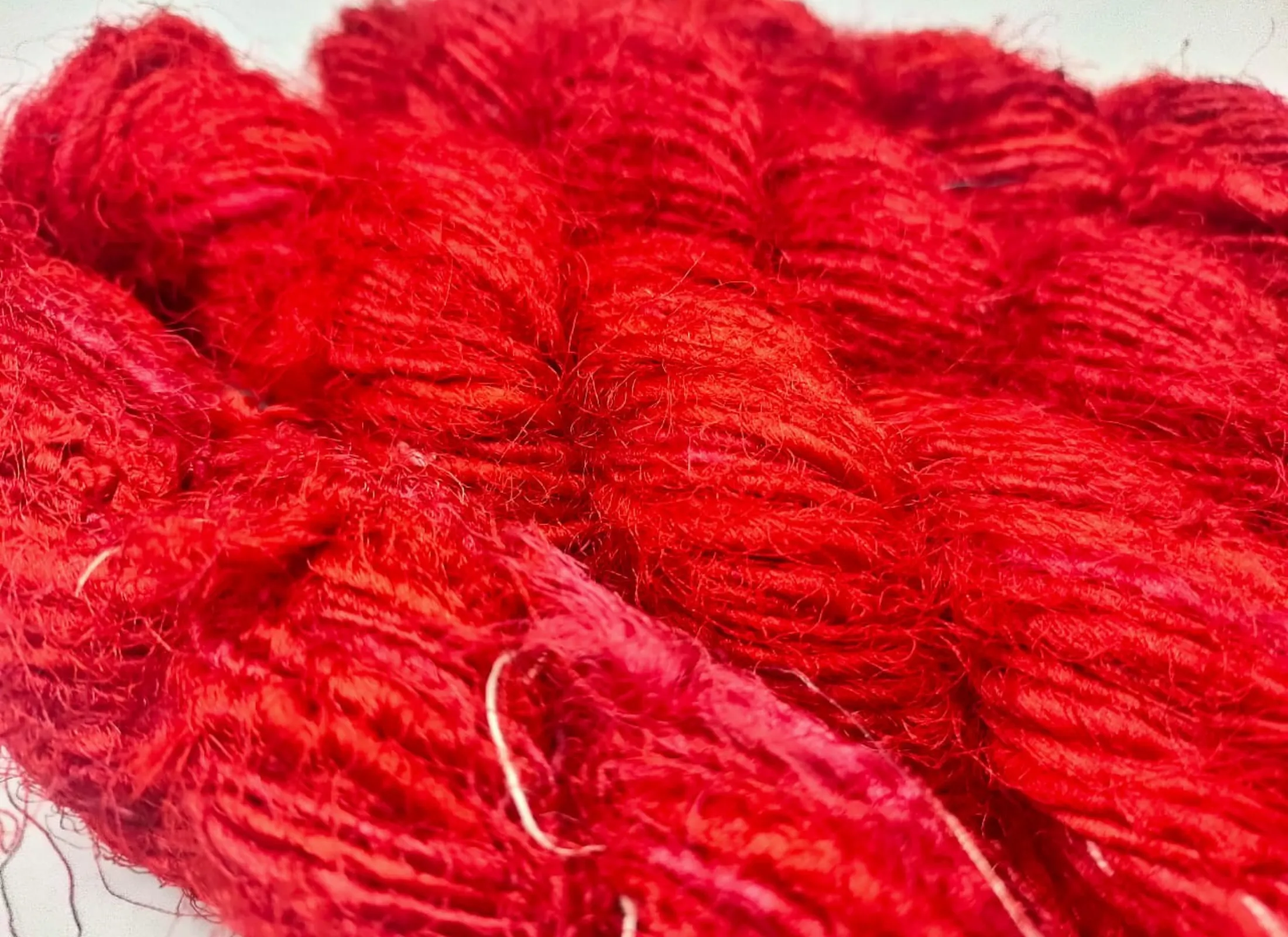 Recycled Sari Silk Yarn-Tomato Red