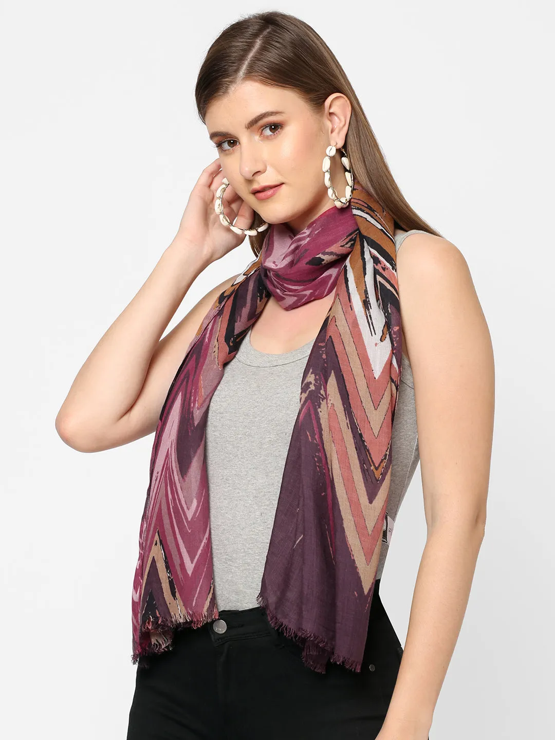 Red Abstract Printed Scarf