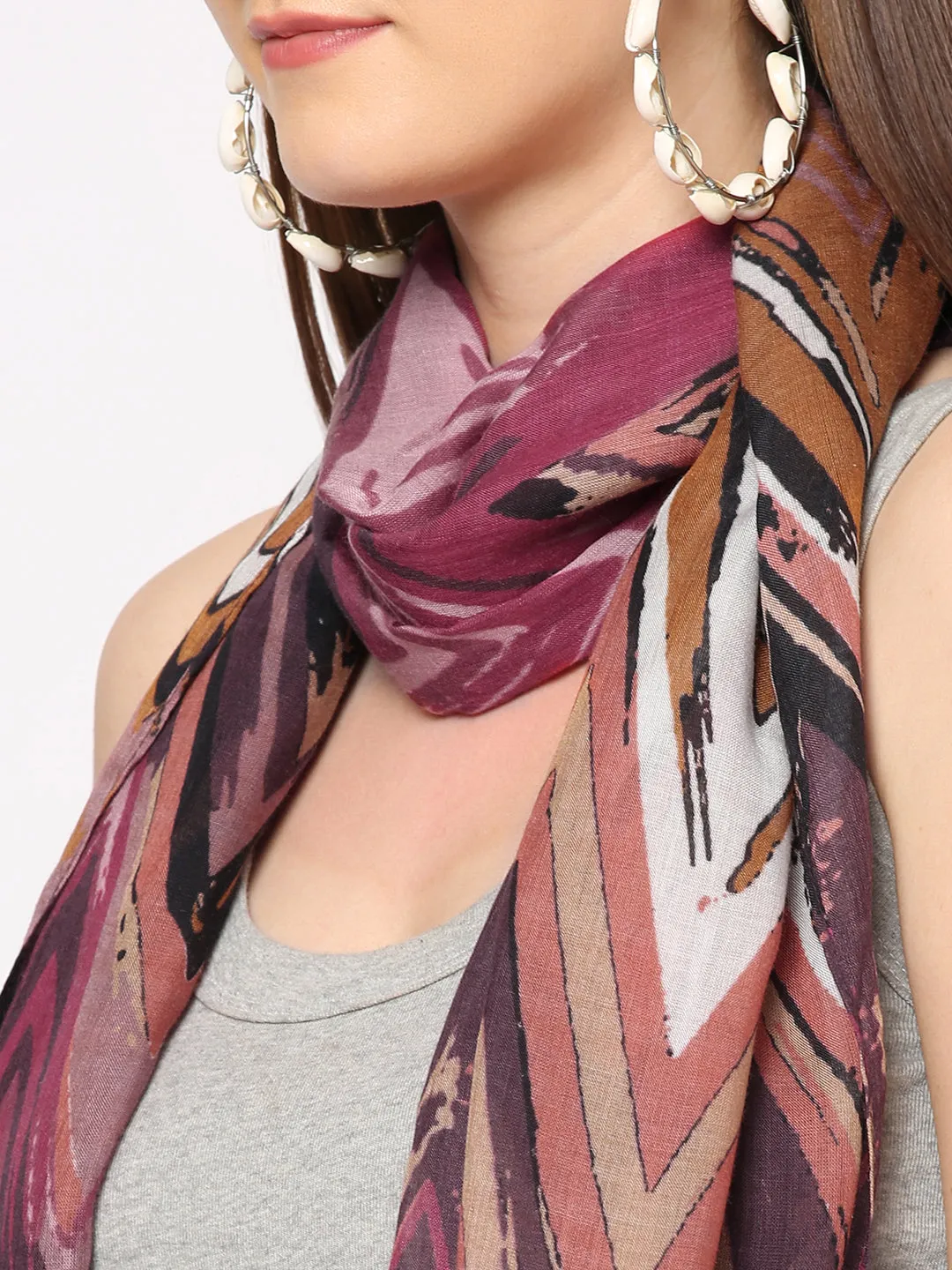 Red Abstract Printed Scarf