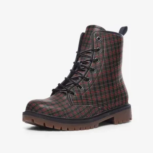 Red and Black Plaid Combat Boots