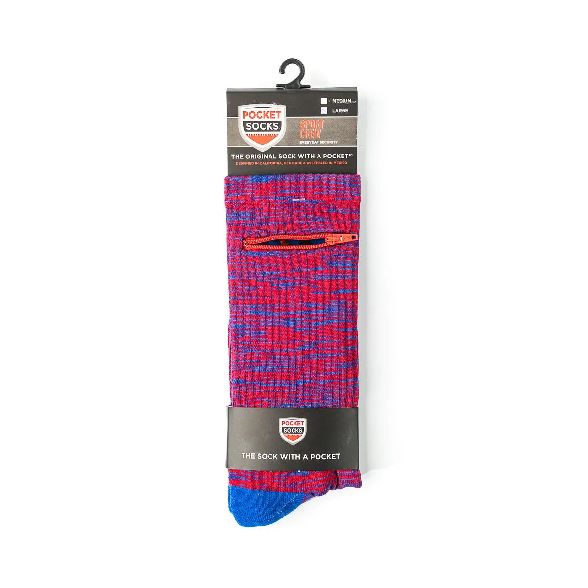 Red - Blue, Sport Crew Pocket Socks®