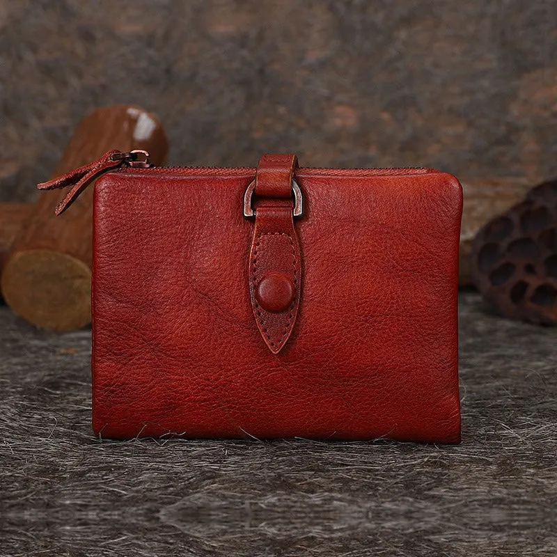 Red Leather Bifold Wallet for Women Leather Billfolds for Women Wallets for Women Bifold