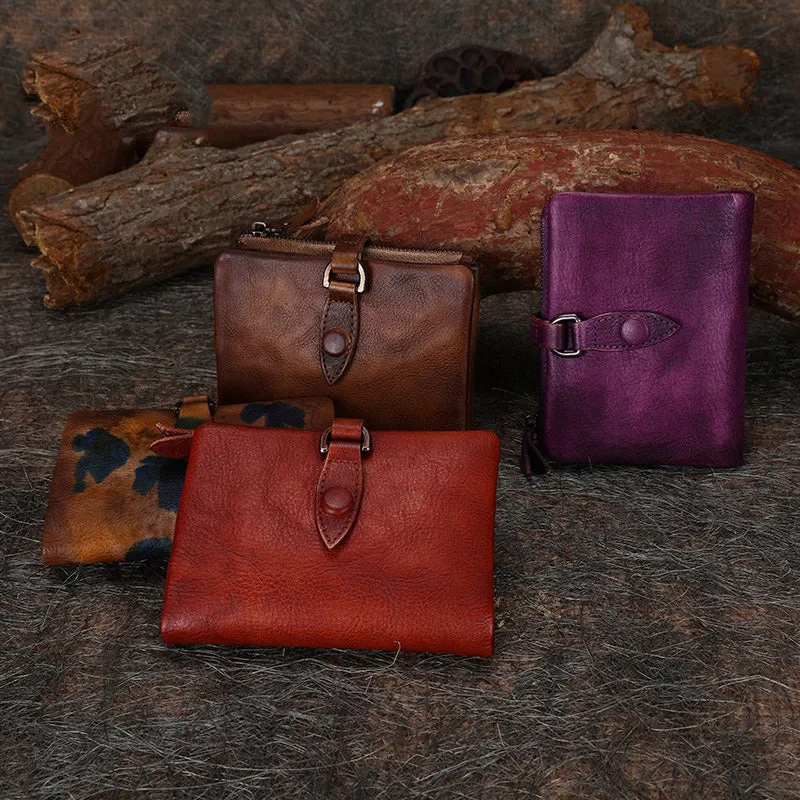 Red Leather Bifold Wallet for Women Leather Billfolds for Women Wallets for Women Bifold