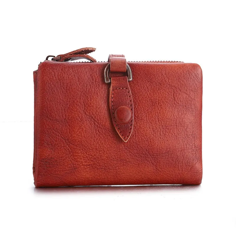 Red Leather Bifold Wallet for Women Leather Billfolds for Women Wallets for Women Bifold