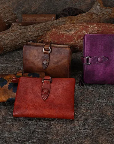 Red Leather Bifold Wallet for Women Leather Billfolds for Women Wallets for Women Bifold