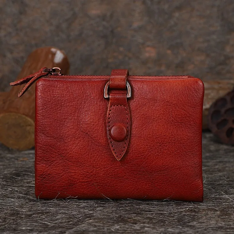 Red Leather Bifold Wallet for Women Leather Billfolds for Women Wallets for Women Bifold
