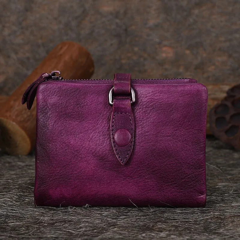 Red Leather Bifold Wallet for Women Leather Billfolds for Women Wallets for Women Bifold