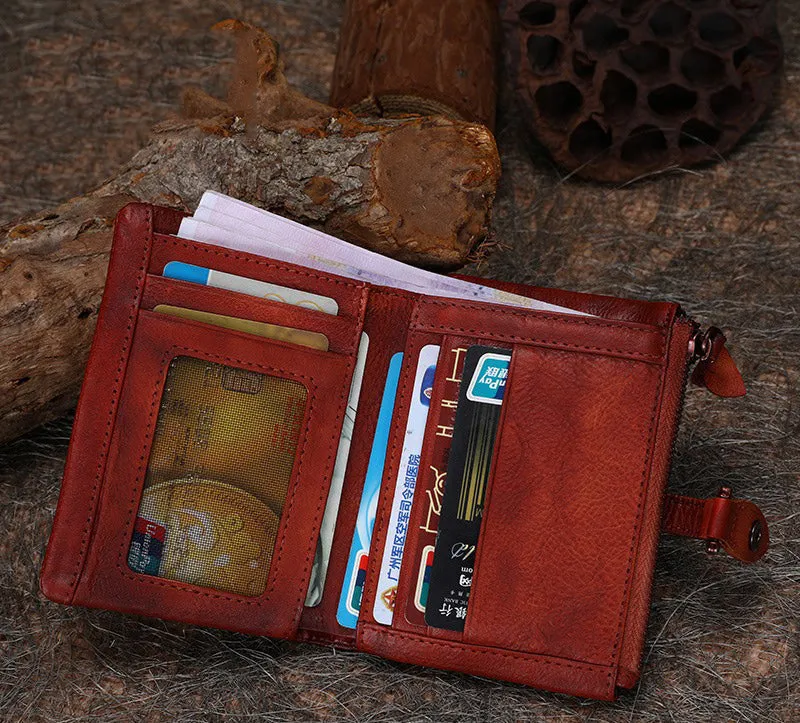 Red Leather Bifold Wallet for Women Leather Billfolds for Women Wallets for Women Bifold