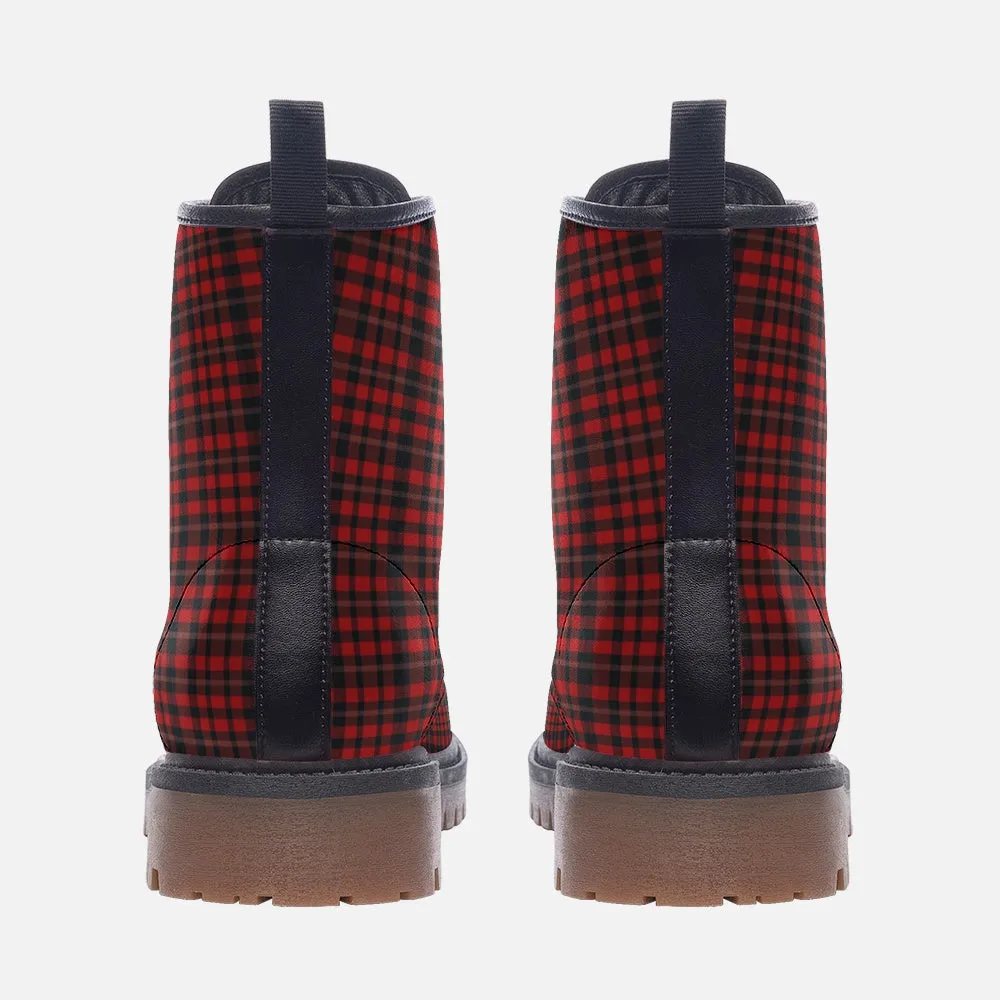 Red Plaid Vegan Combat Boots - Classic  Eco-Friendly